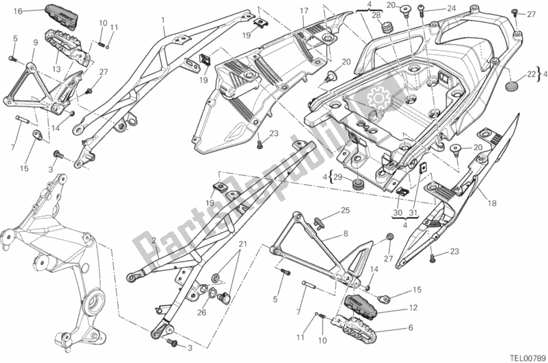 Alle onderdelen voor de Achterframe Comp. Van de Ducati Multistrada 1200 ABS 2013